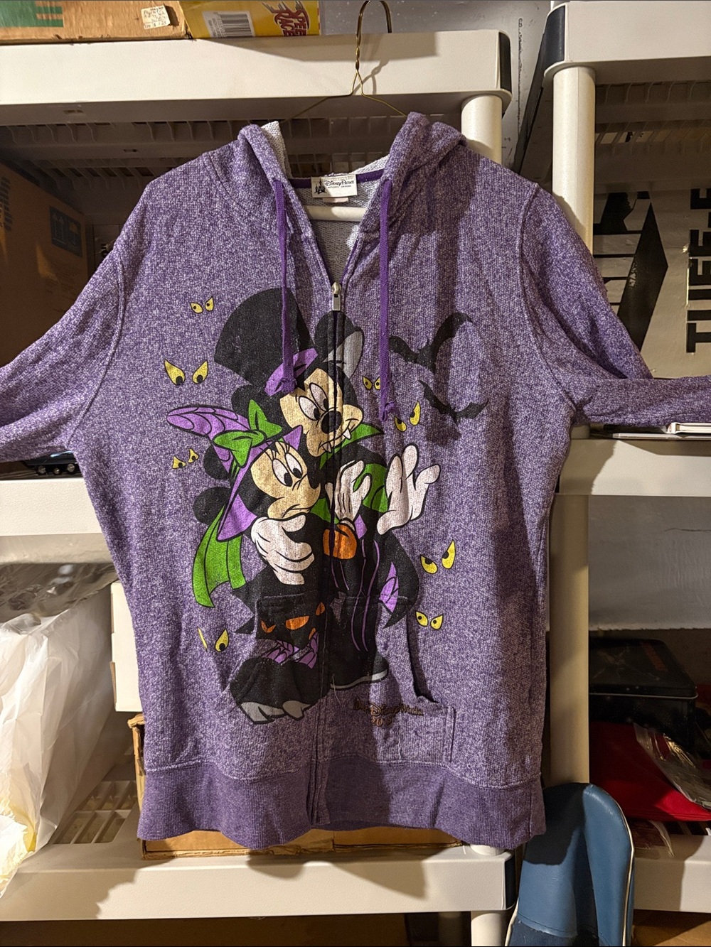Disney parks Purple Mickey & Minnie Halloween Zip Hoodie sz XL